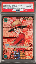 MONKEY D LUFFY RED MANGA ALTERNATE ART OP13 PSA 10