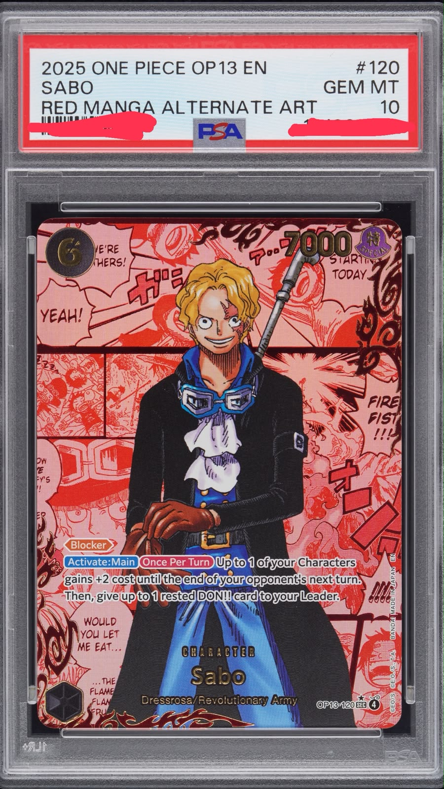 SABO RED MANGA ALTERNATE ART OP13 PSA 10